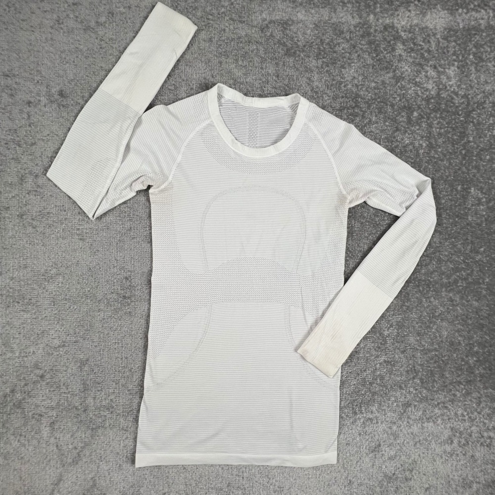 Lululemon Swiftly Tech Long Sleeve 2.0 Shirt White Size 6 Thumbholes Gym Lift